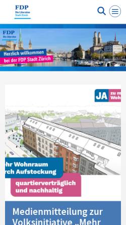 Vorschau der mobilen Webseite www.fdp-zhstadt.ch, FDP Stadt Zürich