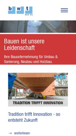 Vorschau der mobilen Webseite www.bwt.ch, BWT Bau AG