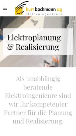 Vorschau der mobilen Webseite www.kurt-bachmann-ag.ch, Kurt Bachmann ag, Elektroingenieure