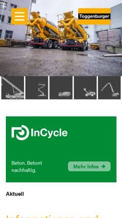 Vorschau der mobilen Webseite www.toggenburger.ch, Toggenburger Unternehmungen