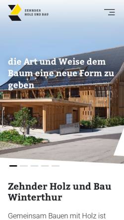 Vorschau der mobilen Webseite www.zehnder-holz.ch, Zehnder Holz + Bau AG