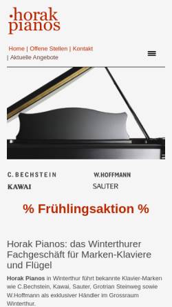 Vorschau der mobilen Webseite www.pianos.ch, Horak Pianos