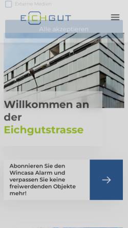 Vorschau der mobilen Webseite www.eichgut-winterthur.ch, Eichgut Wohn- und Geschäftsräume