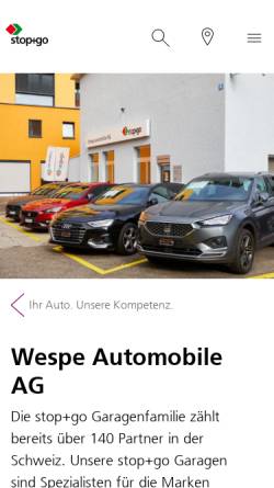 Vorschau der mobilen Webseite www.autowespe.ch, Wespe Automobile AG