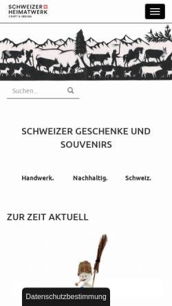 Vorschau der mobilen Webseite www.heimatwerk.ch, Schweizer Heimatwerk
