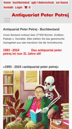 Vorschau der mobilen Webseite www.antiquarpetrej.ch, Antiquariat Peter Petrej