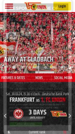 Vorschau der mobilen Webseite www.fc-union-berlin.de, 1. FC Union Berlin