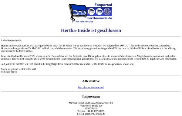Vorschau von www.hertha-inside.de, Hertha Inside