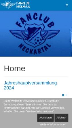 Vorschau der mobilen Webseite www.fanclub-neckartal.de, 1899 Hoffenheim Fanclub Neckartal e.V.