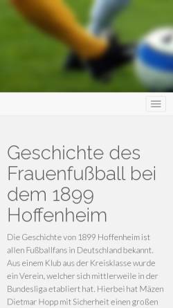 Vorschau der mobilen Webseite www.tsg-hoffenheim-frauen.de, TSG 1899 Hoffenheim - Frauenfussball