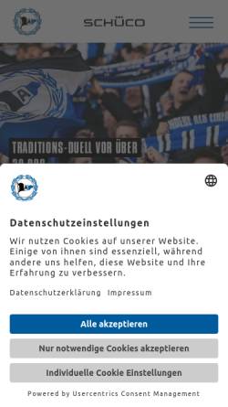 Vorschau der mobilen Webseite www.arminia-bielefeld.de, DSC Arminia Bielefeld