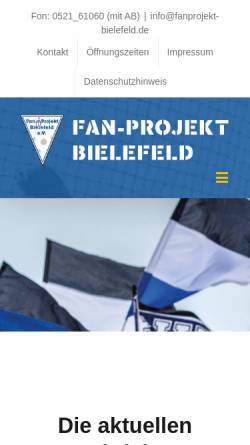 Vorschau der mobilen Webseite www.fanprojekt-bielefeld.de, Fan-Projekt Bielefeld e.V.