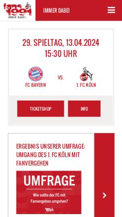 Vorschau der mobilen Webseite www.fan-projekt.de, Fan-Projekt des 1. FC Köln