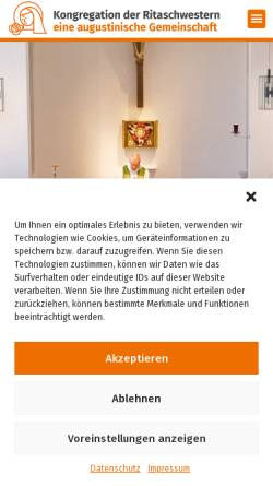 Vorschau der mobilen Webseite www.ritaschwestern.de, Kongregation der Ritaschwestern
