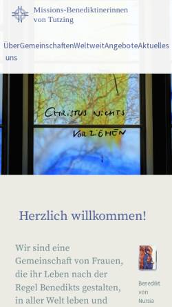Vorschau der mobilen Webseite www.missions-benediktinerinnen.de, Tutzing, Missions-Benediktinerinnen