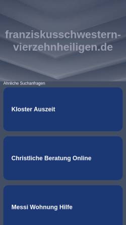 Vorschau der mobilen Webseite www.franziskusschwestern-vierzehnheiligen.de, Franziskusschwestern Vierzehnheiligen
