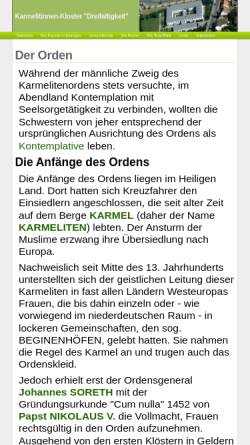 Vorschau der mobilen Webseite www.karmel-erlangen.de, Karmelitinnen-Kloster 
