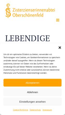 Vorschau der mobilen Webseite www.abtei-oberschoenenfeld.de, Zisterzienserinnenabtei Oberschönenfeld