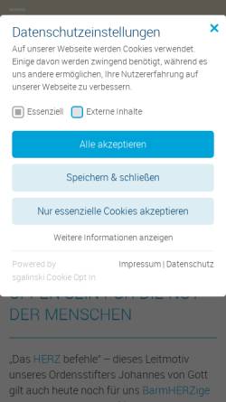 Vorschau der mobilen Webseite www.barmherzige.de, Barmherzige Brüder, Bayern