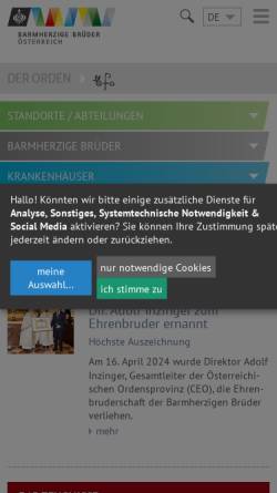Vorschau der mobilen Webseite www.barmherzige-brueder.at, Barmherzige Brüder Österreich