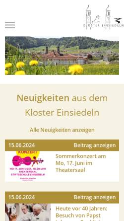 Vorschau der mobilen Webseite www.kloster-einsiedeln.ch, Benediktinerabtei Einsiedeln