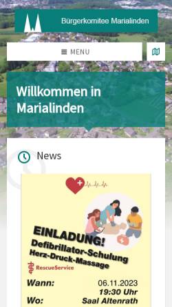 Vorschau der mobilen Webseite www.marialinden.de, Bürgerkomitee Marialinden