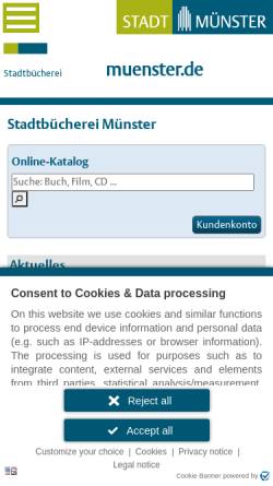 Vorschau der mobilen Webseite www.stadt-muenster.de, Stadtbücherei Münster
