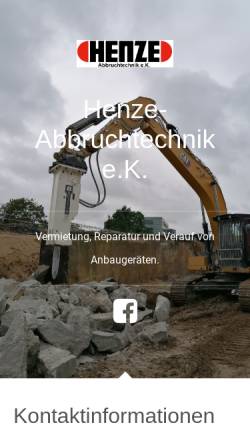 Vorschau der mobilen Webseite www.henze-abbruchtechnik.de, Henze-Abbruchtechnik