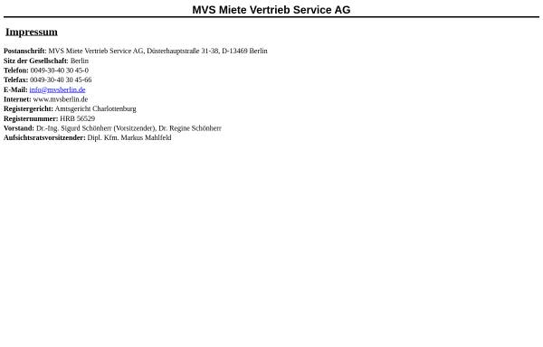 Vorschau von www.mvsberlin.de, MVS Miete Vertrieb Service AG