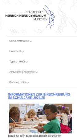Vorschau der mobilen Webseite www.hhg-muenchen.de, Heinrich-Heine-Gymnasium