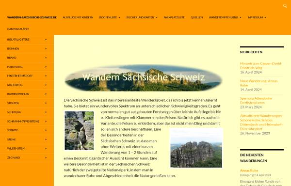 Vorschau von www.wandern-saechsische-schweiz.de, Wandern in der Sächsischen Schweiz