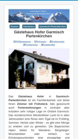 Vorschau der mobilen Webseite www.gaestehaus-hofer.de, Gästehaus Andreas Hofer