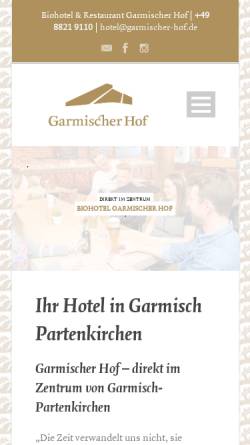 Vorschau der mobilen Webseite www.garmischhotel.de, Hotel Garmischer Hof