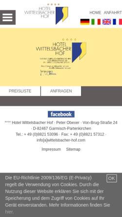 Vorschau der mobilen Webseite www.wittelsbacher-hof.com, Hotel Wittelsbacher Hof