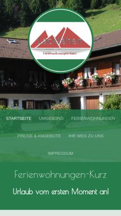 Vorschau der mobilen Webseite www.ferienwohnungen-kurz.de, Ferienwohnungen Kurz