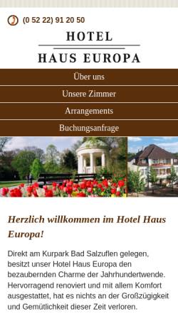 Vorschau der mobilen Webseite www.hotel-haus-europa.de, Haus Europa