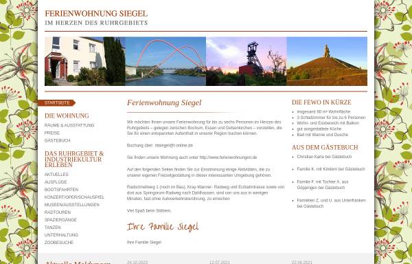 Vorschau von www.fewo-bochum.de, Ferienwohnung Siegel