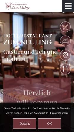 Vorschau der mobilen Webseite www.zum-neuling.de, Hotel-Restaurant Zum Neuling
