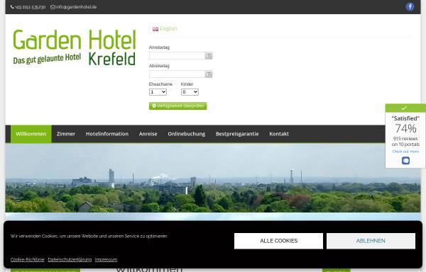 Vorschau von www.gardenhotel.de, Garden Hotel Krefeld