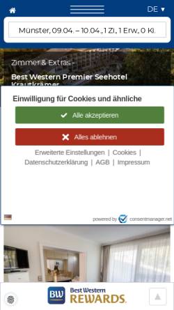 Vorschau der mobilen Webseite www.bestwestern.de, Best Western Premier Hotel Krautkrämer