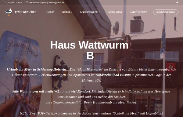 Vorschau von www.wattwurm-buesum.de, Haus Wattwurm, Familie Bruns