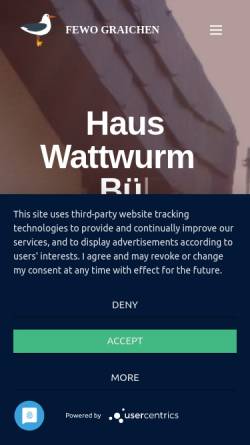 Vorschau der mobilen Webseite www.wattwurm-buesum.de, Haus Wattwurm, Familie Bruns