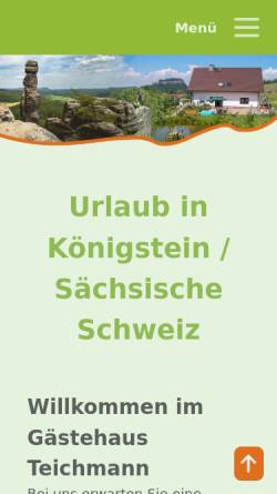 Vorschau der mobilen Webseite www.koenigstein-urlaub.de, Ferienwohnung Teichmann