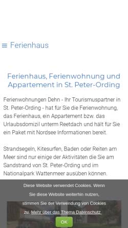 Vorschau der mobilen Webseite www.nordseeinfo.de, Ferienwohnungen Dehn