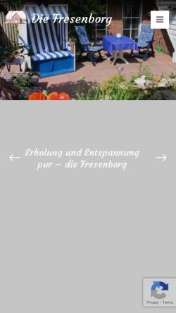 Vorschau der mobilen Webseite fresenborg-urlaub.de, Ferienwohnung Fresenborg