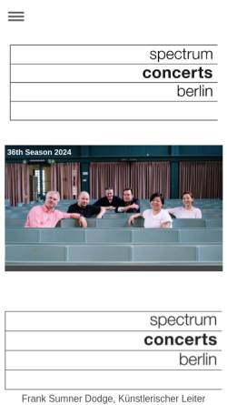 Vorschau der mobilen Webseite www.spectrumconcerts.com, Spectrum Concerts Berlin