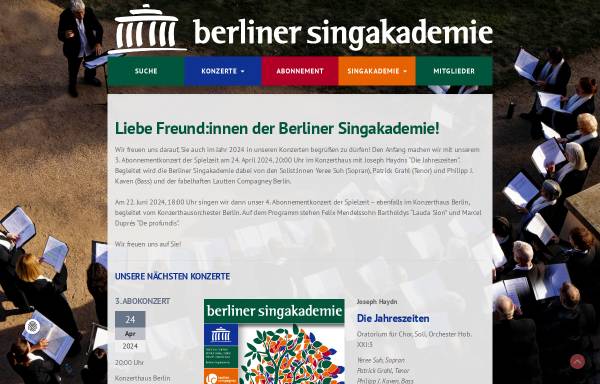 Vorschau von www.berliner-singakademie.de, Berliner Singakademie e.V