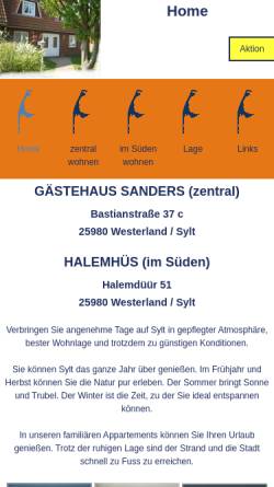 Vorschau der mobilen Webseite www.sanders-westerland.de, Gästehaus Sanders