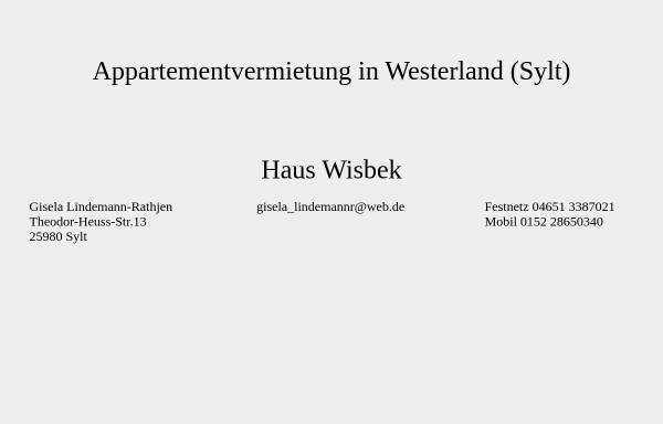Vorschau von www.sylt-hauswisbek.de, Haus Wisbek