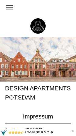 Vorschau der mobilen Webseite designapartments-potsdam.de, Appartementhotel mit Büroservice